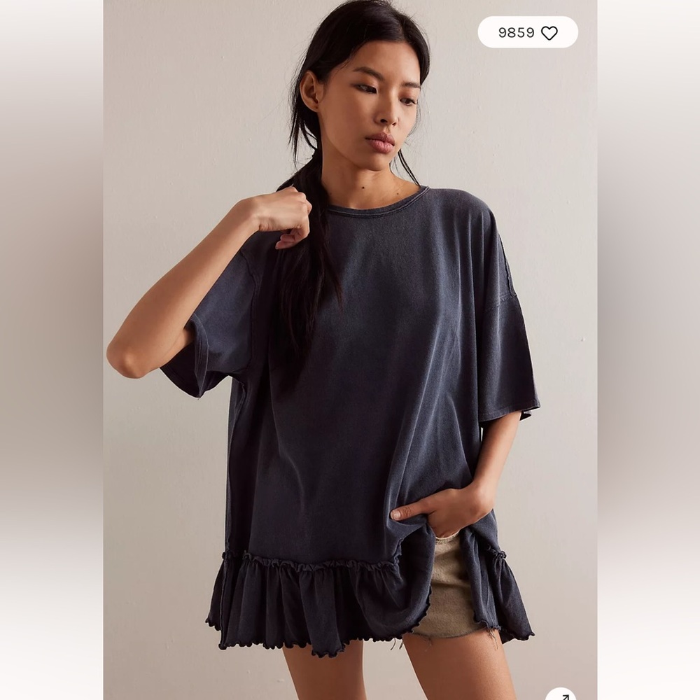 NWT Free People We The Free Why Yes Tee Black Sz Small